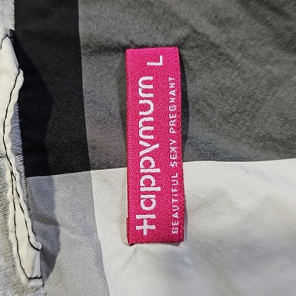 Happymum large black and white plaid zip up hooded maternity jacket - Picture 6 of 6